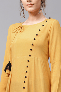 Lemon Tart Women's LTS70 Button Detail Kurta and Pants Set - Yellow