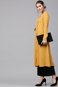 Lemon Tart Women's LTS70 Button Detail Kurta and Pants Set - Yellow