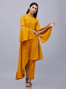 Lemon Tart Women's LTS76 Exaggerate Detail Kurta and Pants Set - Yellow