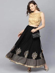 Lemon Tart Womens Gold Foil Print Skirt LTSKIR1 - Black