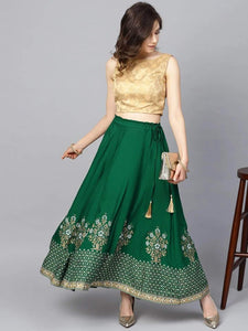 Lemon Tart Womens Gold Foil Print Skirt LTSKIR1 - Green