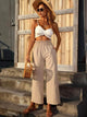 Lemon Tart Womens Paper Bag Waist Detail Wide Leg Cotton Pants LTWP24