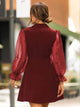 LT Fuse Blazer Style Button Mesh Sleeve Detail LTFUDR49 Stitched Dress