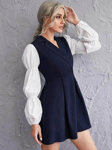LT Fuse Blazer Style Puff Sleeve Detail LTFUDR55 Stitched Dress