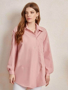 LT Fuse Button Detail LTFUB235 Stitched Top - Pink