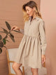 LT Fuse Button Detail LTFUDR188 Stitched Dress - Cream