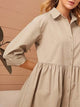 LT Fuse Button Detail LTFUDR188 Stitched Dress - Cream