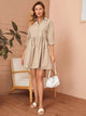 LT Fuse Button Detail LTFUDR188 Stitched Dress - Cream