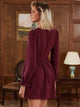 LT Fuse Button Detail LTFUDR288 Stitched Dress - Maroon