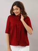 LT Fuse Button Detail Shirt LTFUB98 Stitched Top - Maroon