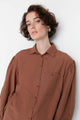 LT Fuse Button Oversized Detail LTFUB237 Stitched Top - Brown