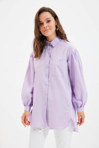 LT Fuse Button Oversized Detail LTFUB237 Stitched Top - Purple