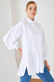 LT Fuse Button Oversized Detail LTFUB237 Stitched Top - White