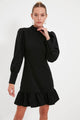 LT Fuse Button Sleeve Detail LTFUDR299 Stitched Dress - Black