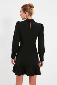 LT Fuse Button Sleeve Detail LTFUDR299 Stitched Dress - Black