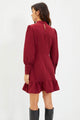 LT Fuse Button Sleeve Detail LTFUDR299 Stitched Dress - Maroon