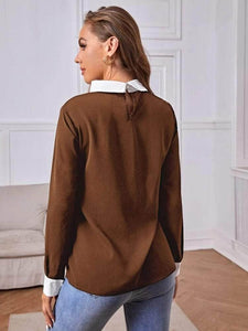 LT Fuse Collar Detail LTFUB157 Stitched Top - Brown
