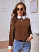 LT Fuse Collar Detail LTFUB157 Stitched Top - Brown