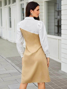 LT Fuse Color Block Button Detail LTFUDR232 Stitched Dress