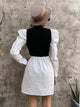 LT Fuse Color Block Puff Sleeve Detail LTFUDR27 Stitched Dress