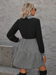 LT Fuse Contrast Gingham Detail LTFUDR306 Stitched Dress - Black