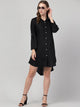LT Fuse Dip Hem Button Shirt Detail LTFUDR293 Stitched Dress - Black