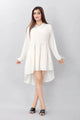 LT Fuse Dip Hem Elastic Eaist Detail LTFUDR294 Stitched Dress - White