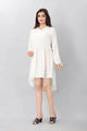 LT Fuse Dip Hem Elastic Eaist Detail LTFUDR294 Stitched Dress - White