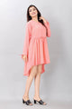 LT Fuse Dip Hem Elastic Waist Detail LTFUDR294 Stitched Dress - Pink