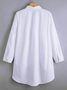 LT Fuse Dip Hem Shirt Detail LTFUB194 Long Stitched Top - White