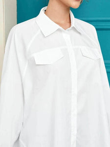 LT Fuse Dip Hem Shirt LTFUB93 Stitched Top - White