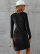 LT Fuse Front Shirred Detail Velvet LTFUDR244 Stitched Dress - Black