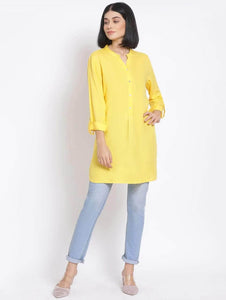 LT Fuse Kurti Style Long Shirt LTFUB118 Stitched Top - Yellow