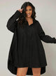 LT Fuse Oversized Button Detail LTFUDR278 Stitched Dress - Black