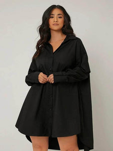 LT Fuse Oversized Button Detail LTFUDR278 Stitched Dress - Black