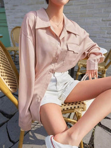 LT Fuse Oversized Button Shirt Detail LTFUB223 Stitched Top