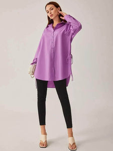 LT Fuse Oversized Button Shirt Detail LTFUB229 Stitched Top