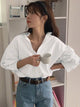 LT Fuse Oversized Button Shirt Detail LTFUB250 Stitched Top - White