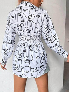 LT Fuse Oversized Printed Shirt Detail LTFUB216 Stitched Top