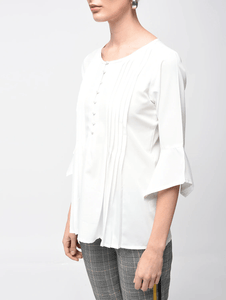 LT Fuse Pleated Detail LTFUB12 Stitched Top - White