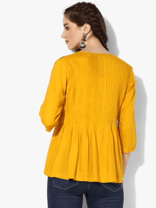 LT Fuse Pleated Detail LTFUB17 Stitched Top - Yellow
