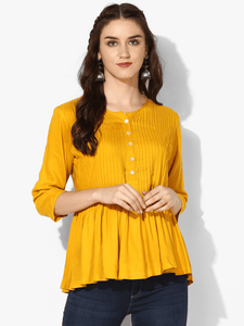 LT Fuse Pleated Detail LTFUB17 Stitched Top - Yellow