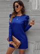 LT Fuse Puff Sleeve Detail LTFUDR291 Stitched Dress - Blue