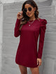 LT Fuse Puff Sleeve Detail LTFUDR291 Stitched Dress - Maroon