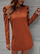 LT Fuse Puff Sleeve Detail LTFUDR291 Stitched Dress - Orange