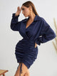LT Fuse Ruched Detail LTFUDR253 Stitched Dress - Blue
