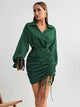 LT Fuse Ruched Detail LTFUDR253 Stitched Dress - Green