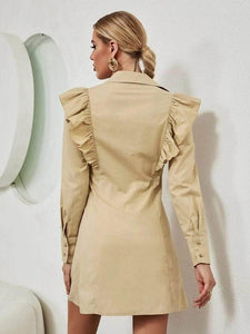 LT Fuse Ruffle Button Detail LTFUDR174 Stitched Dress