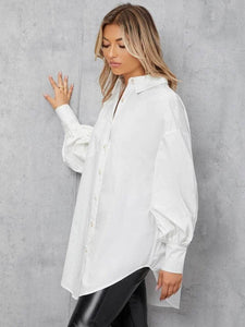 LT Fuse Shirt Detail Oversized LTFUB185 Stitched Top - White