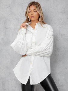 LT Fuse Shirt Detail Oversized LTFUB185 Stitched Top - White